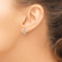 14K White Gold Polished Hinged Hoop Earrings - Elegant Huggie Style with Rhodium Plating by 0