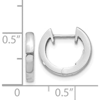 14K White Gold Polished Hinged Hoop Earrings - Elegant Huggie Style with Rhodium Plating by 0