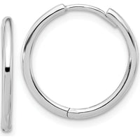 14K White Gold Polished Hinged Hoop Earrings - Elegant Minimalist Design by 0
