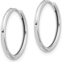 14K White Gold Polished Hinged Hoop Earrings - Elegant Minimalist Design by 0