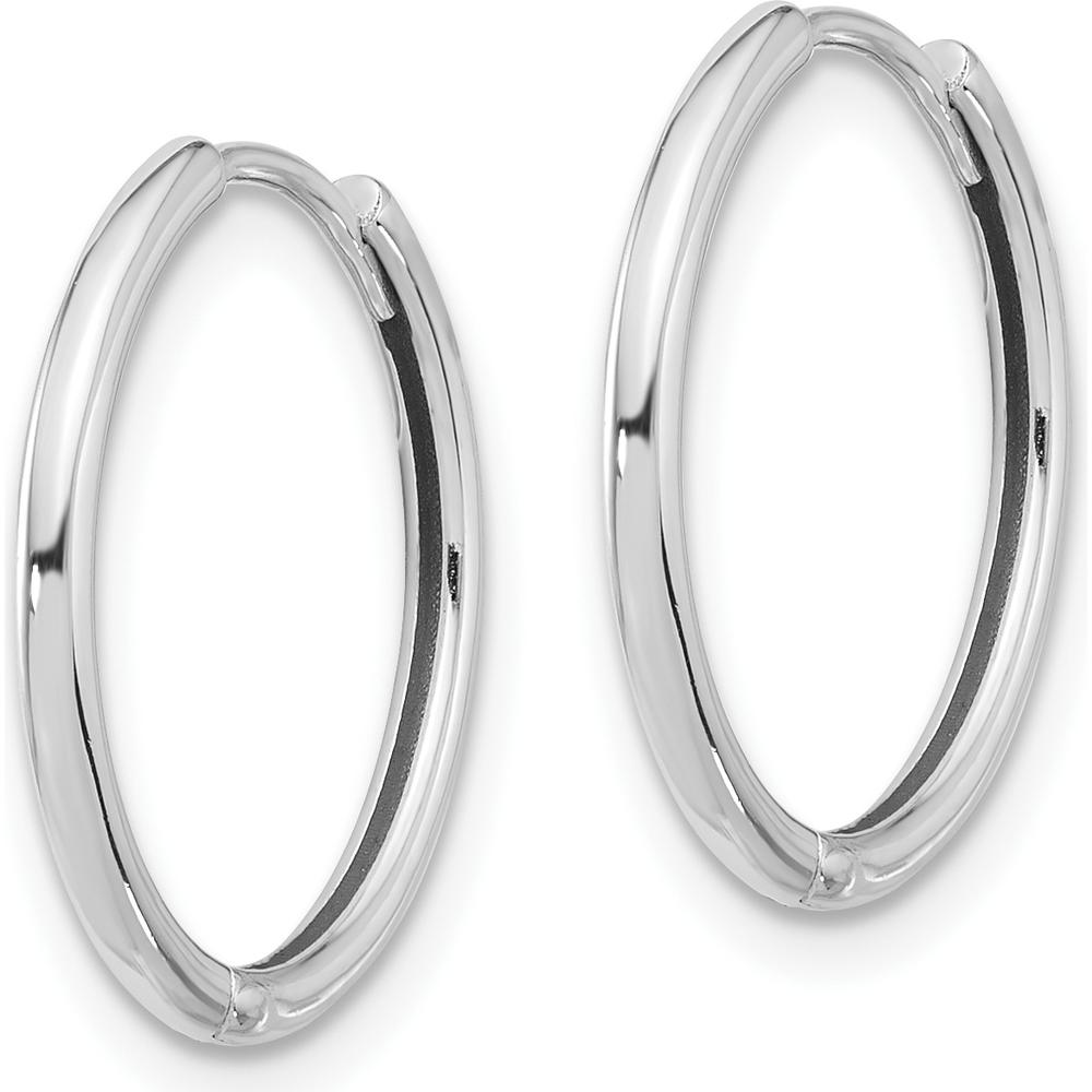 14K White Gold Polished Hinged Hoop Earrings - Elegant Minimalist Design by 0