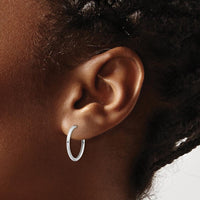 14K White Gold Polished Hinged Hoop Earrings - Elegant Minimalist Design by 0