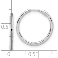 14K White Gold Polished Hinged Hoop Earrings - Elegant Minimalist Design by 0
