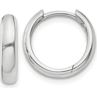 14K White Gold Polished Hinged Hoop Earrings - Timeless Elegance in 10mm Length by Oro Pregiato