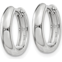 14K White Gold Polished Hinged Hoop Earrings - Timeless Elegance in 10mm Length by Oro Pregiato