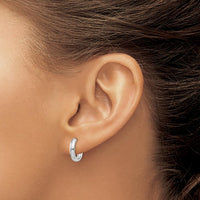 14K White Gold Polished Hinged Hoop Earrings - Timeless Elegance in 10mm Length by Oro Pregiato