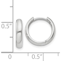 14K White Gold Polished Hinged Hoop Earrings - Timeless Elegance in 10mm Length by Oro Pregiato