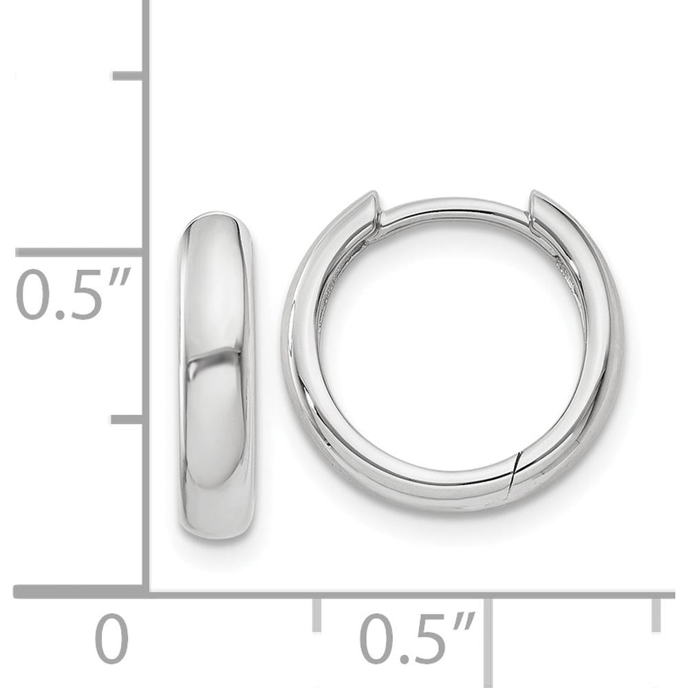 14K White Gold Polished Hinged Hoop Earrings - Timeless Elegance in 10mm Length by Oro Pregiato