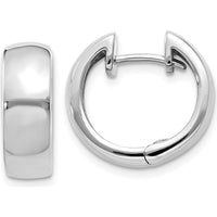 14K White Gold Polished Hinged Hoop Earrings - Timeless Elegance by Oro Pregiato
