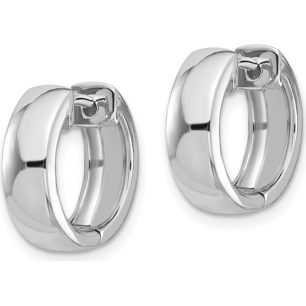 14K White Gold Polished Hinged Hoop Earrings - Timeless Elegance by Oro Pregiato