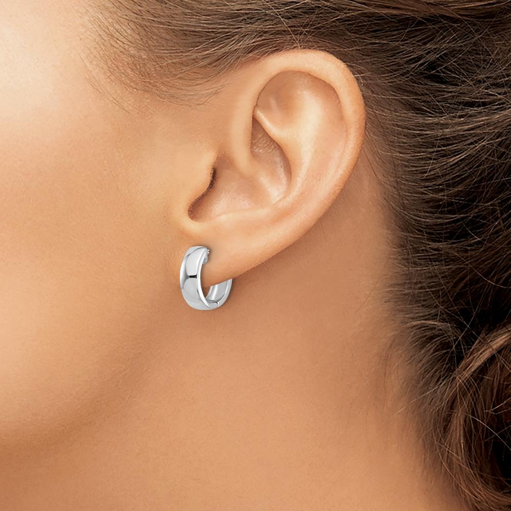 14K White Gold Polished Hinged Hoop Earrings - Timeless Elegance by Oro Pregiato
