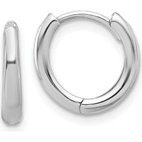14K White Gold Polished Hinged Hoop Earrings with Rhodium Plating - Elegant and Timeless Design by 0