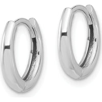 14K White Gold Polished Hinged Hoop Earrings with Rhodium Plating - Elegant and Timeless Design by 0