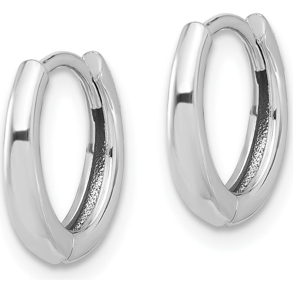14K White Gold Polished Hinged Hoop Earrings with Rhodium Plating - Elegant and Timeless Design by 0