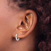 14K White Gold Polished Hinged Hoop Earrings with Rhodium Plating - Elegant and Timeless Design by 0