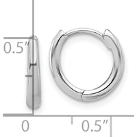14K White Gold Polished Hinged Hoop Earrings with Rhodium Plating - Elegant and Timeless Design by 0