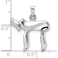 14K White Gold Polished Hollow Chai Pendant - 22mm Length by Oro Pregiato