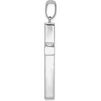 14K White Gold Polished Hollow Cross Pendant with Rhodium Plating - 42mm Length by Oro Pregiato