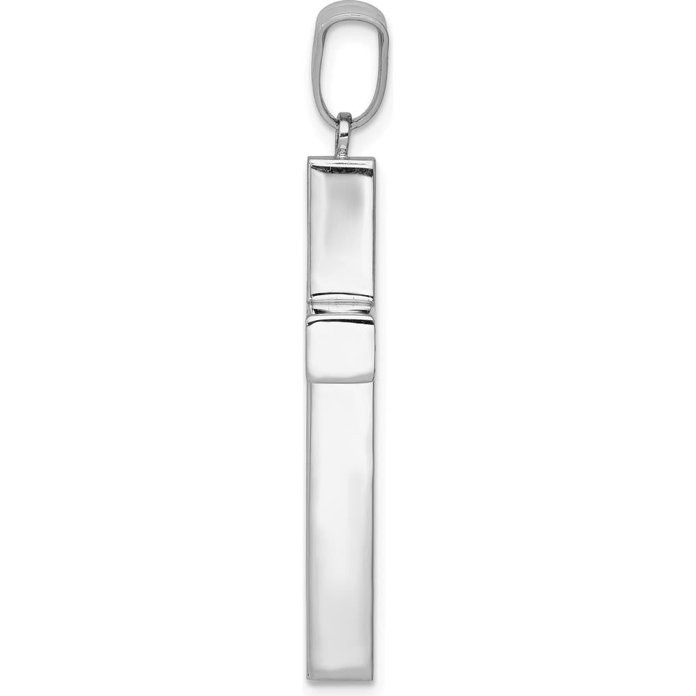 14K White Gold Polished Hollow Cross Pendant with Rhodium Plating - 42mm Length by Oro Pregiato