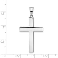14K White Gold Polished Hollow Cross Pendant with Rhodium Plating - 42mm Length by Oro Pregiato