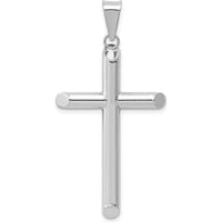 14K White Gold Polished Hollow Cross Pendant with Rhodium Plating - 45mm x 25mm by Oro Pregiato
