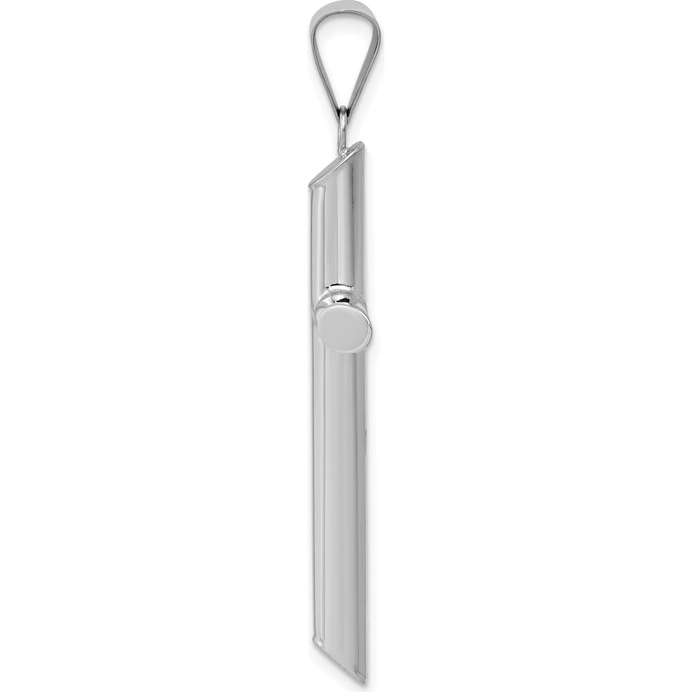 14K White Gold Polished Hollow Cross Pendant with Rhodium Plating - 45mm x 25mm by Oro Pregiato