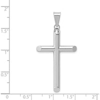 14K White Gold Polished Hollow Cross Pendant with Rhodium Plating - 45mm x 25mm by Oro Pregiato
