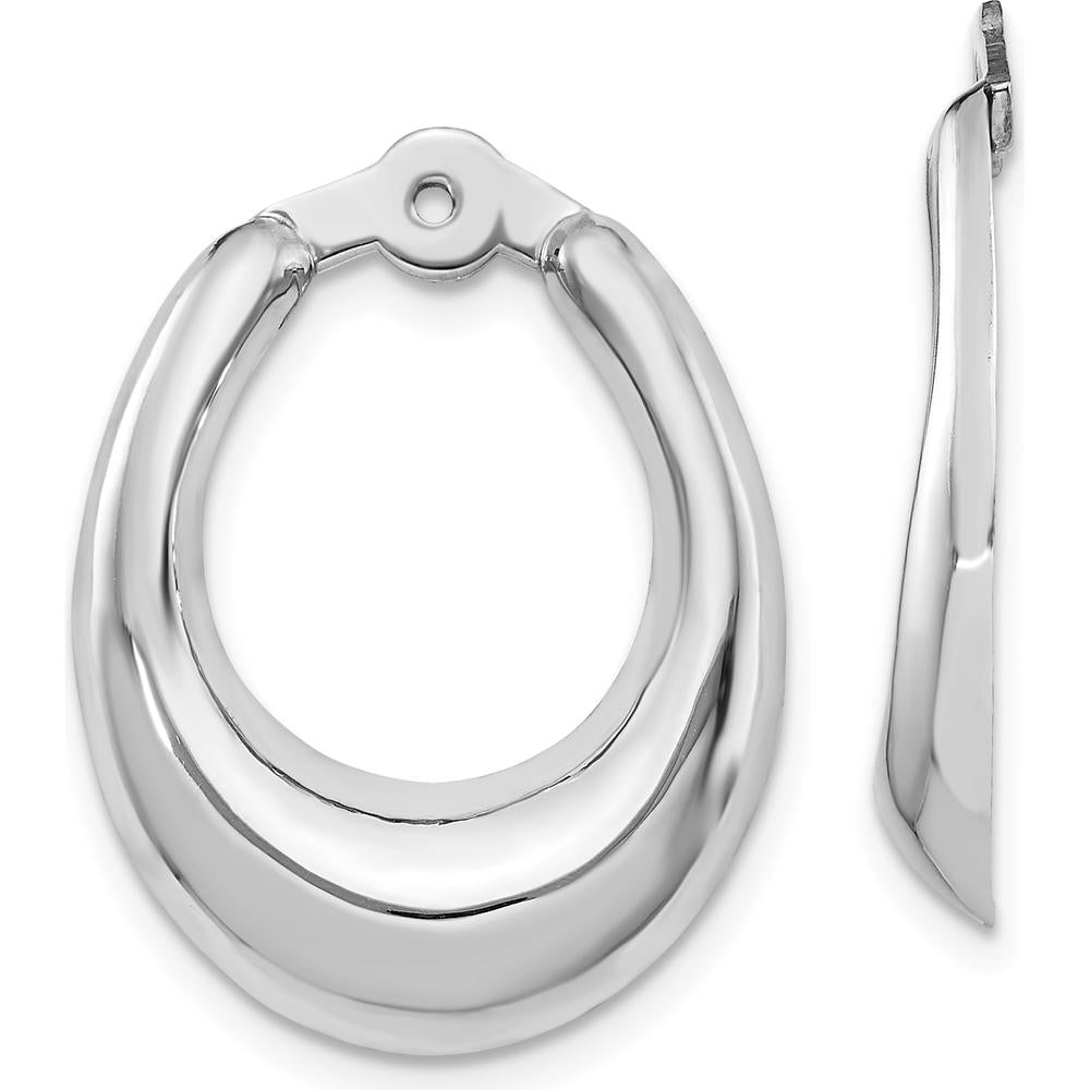 14K White Gold Polished Hoop Earring Jackets - Elegant and Timeless Design by Oro Pregiato