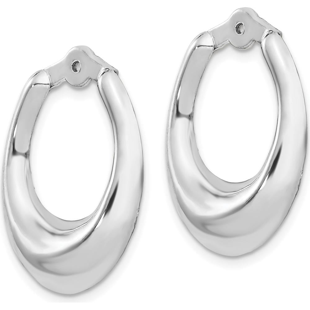 14K White Gold Polished Hoop Earring Jackets - Elegant and Timeless Design by Oro Pregiato