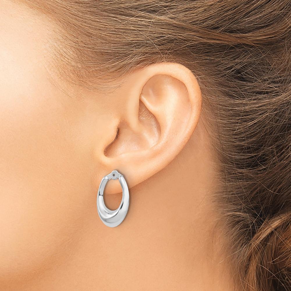 14K White Gold Polished Hoop Earring Jackets - Elegant and Timeless Design by Oro Pregiato