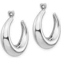 14K White Gold Polished Hoop Earring Jackets - Hollow Die-Struck Design by Oro Pregiato