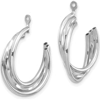 14K White Gold Polished Hoop Earring Jackets with Rhodium Plating - 23mm Length by 0