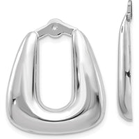 14K White Gold Polished Hoop Earring Jackets with Rhodium Plating by Oro Pregiato