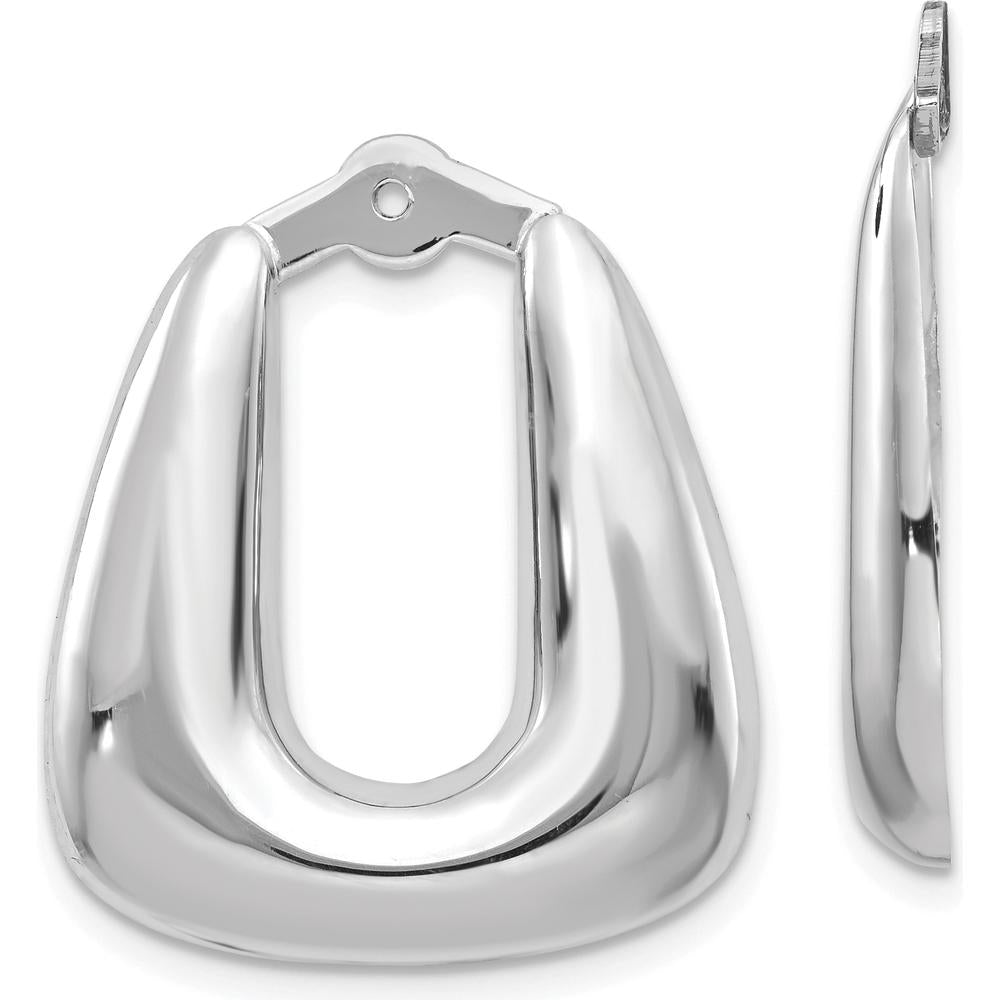 14K White Gold Polished Hoop Earring Jackets with Rhodium Plating by Oro Pregiato