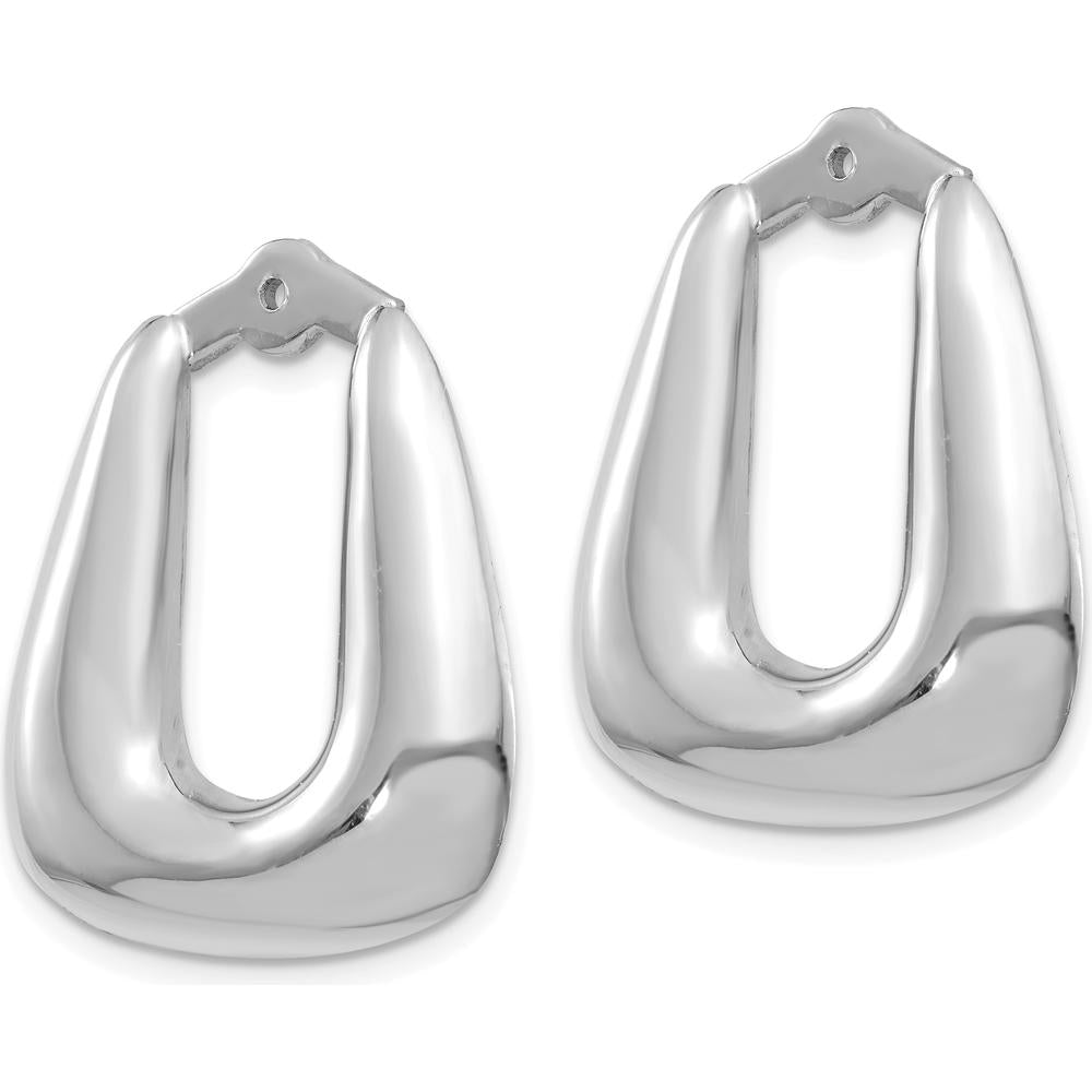 14K White Gold Polished Hoop Earring Jackets with Rhodium Plating by Oro Pregiato