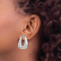 14K White Gold Polished Hoop Earring Jackets with Rhodium Plating by Oro Pregiato