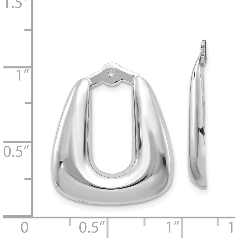 14K White Gold Polished Hoop Earring Jackets with Rhodium Plating by Oro Pregiato