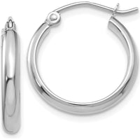 14K White Gold Polished Hoop Earrings - 18mm, Rhodium Plated by 0