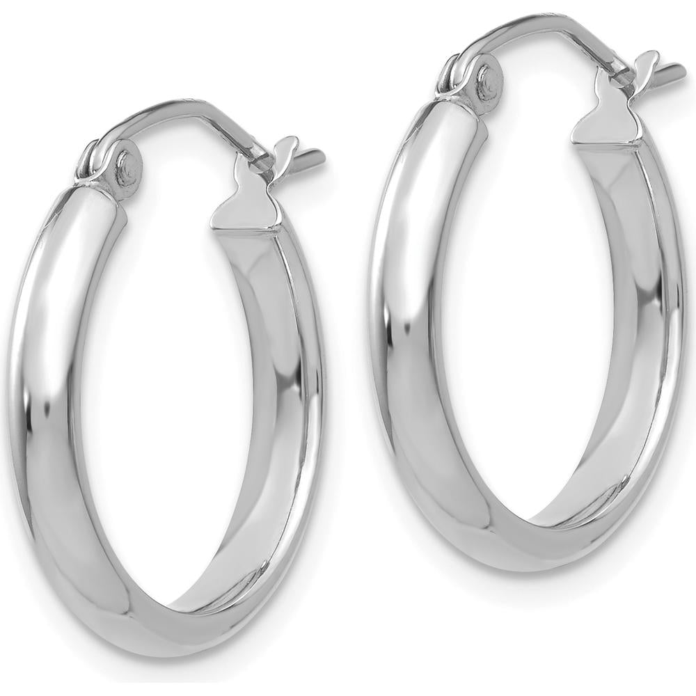 14K White Gold Polished Hoop Earrings - 18mm, Rhodium Plated by 0