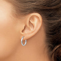 14K White Gold Polished Hoop Earrings - 18mm, Rhodium Plated by 0