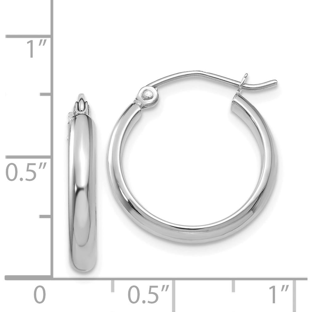 14K White Gold Polished Hoop Earrings - 18mm, Rhodium Plated by 0