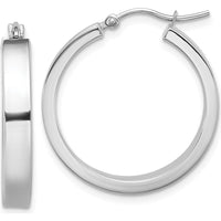 14K White Gold Polished Hoop Earrings - 25mm, Rhodium Plated by 0