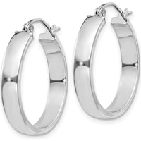 14K White Gold Polished Hoop Earrings - 25mm, Rhodium Plated by 0