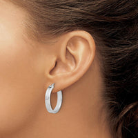 14K White Gold Polished Hoop Earrings - 25mm, Rhodium Plated by 0