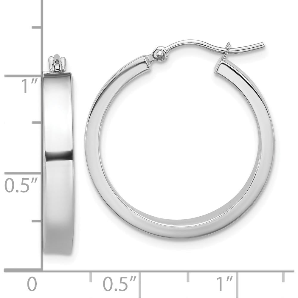14K White Gold Polished Hoop Earrings - 25mm, Rhodium Plated by 0