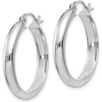 14K White Gold Polished Hoop Earrings - 26mm Length by 0