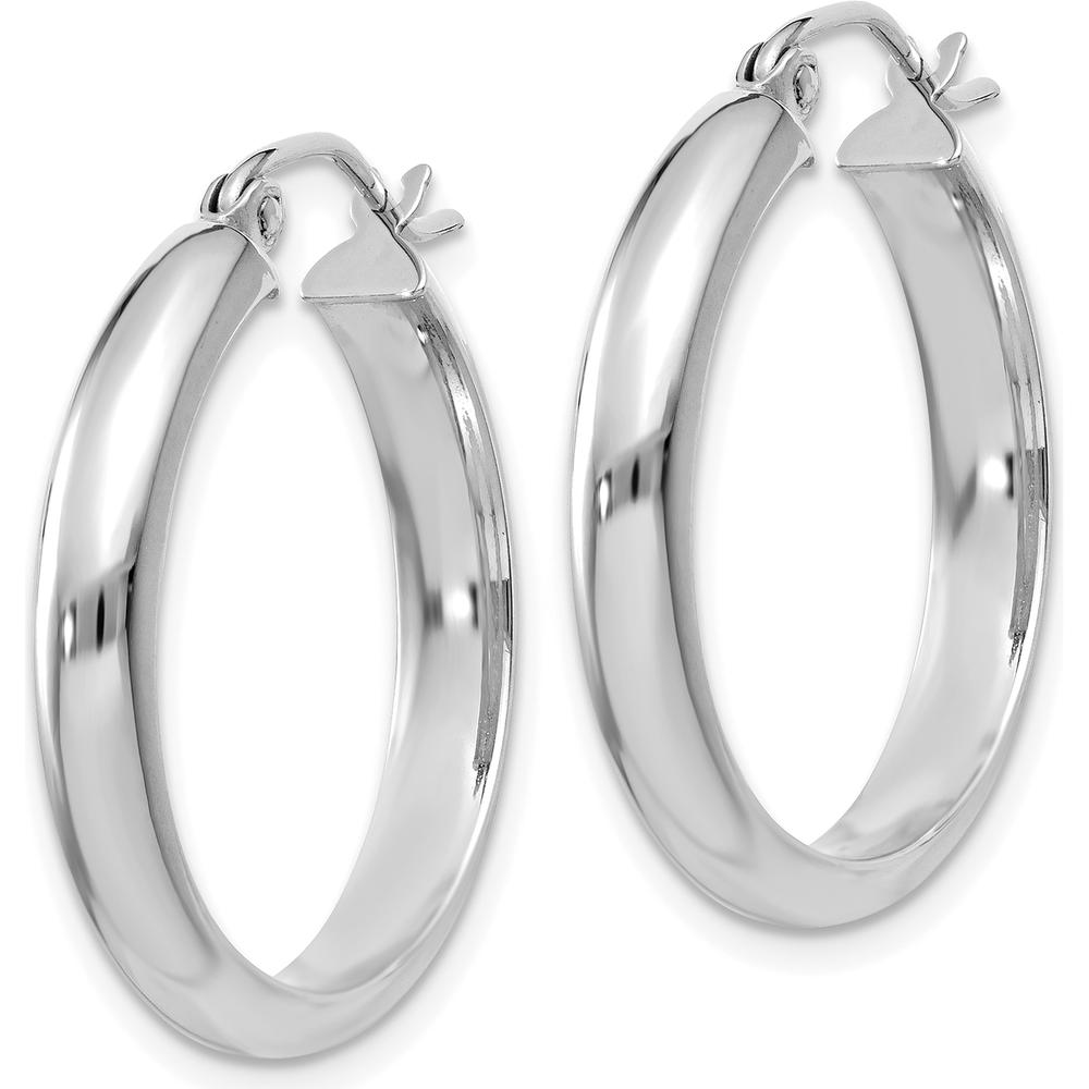 14K White Gold Polished Hoop Earrings - 26mm Length by 0