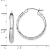 14K White Gold Polished Hoop Earrings - 26mm Length by 0