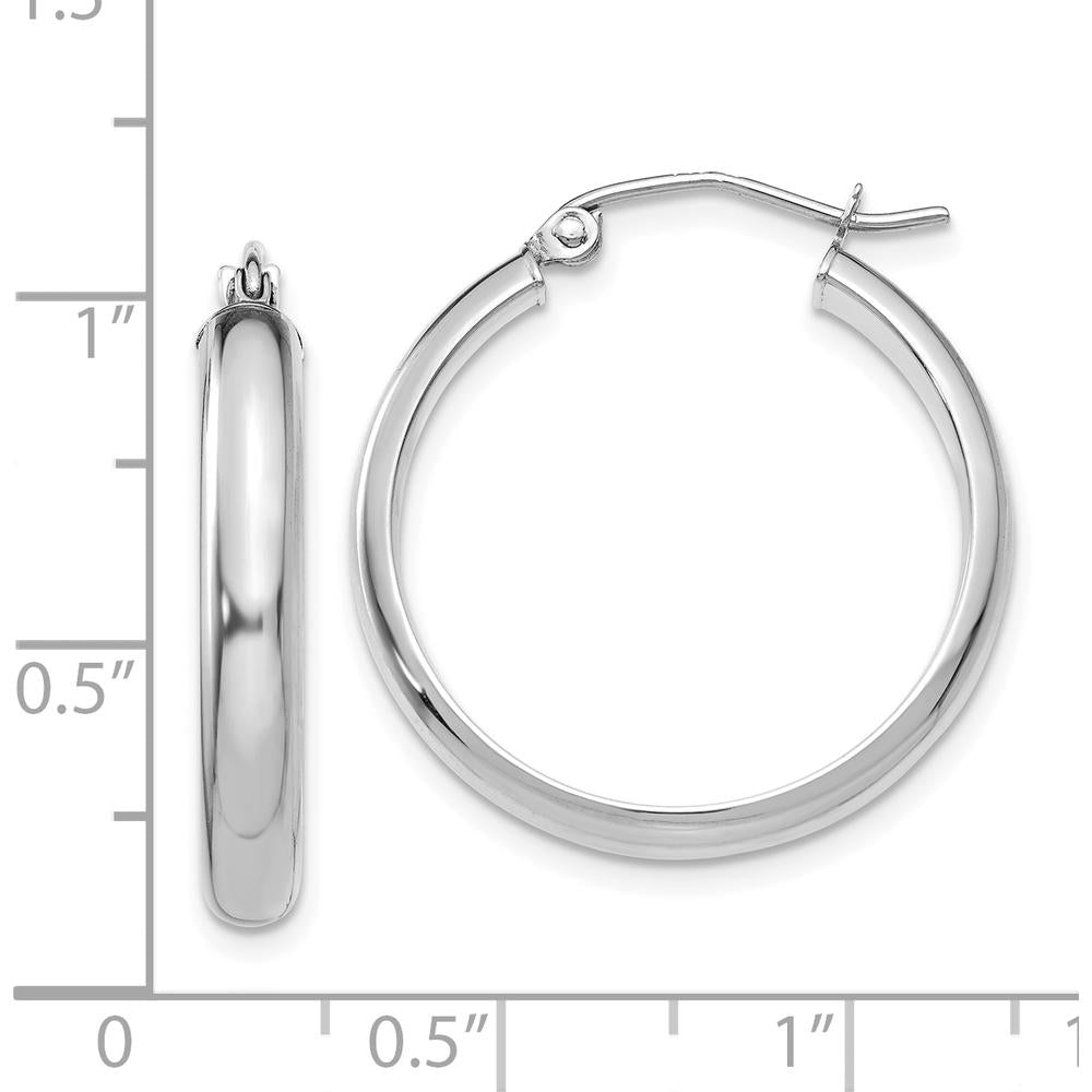 14K White Gold Polished Hoop Earrings - 26mm Length by 0