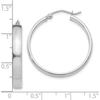 14K White Gold Polished Hoop Earrings - 28mm Length, 4mm Thickness by 0
